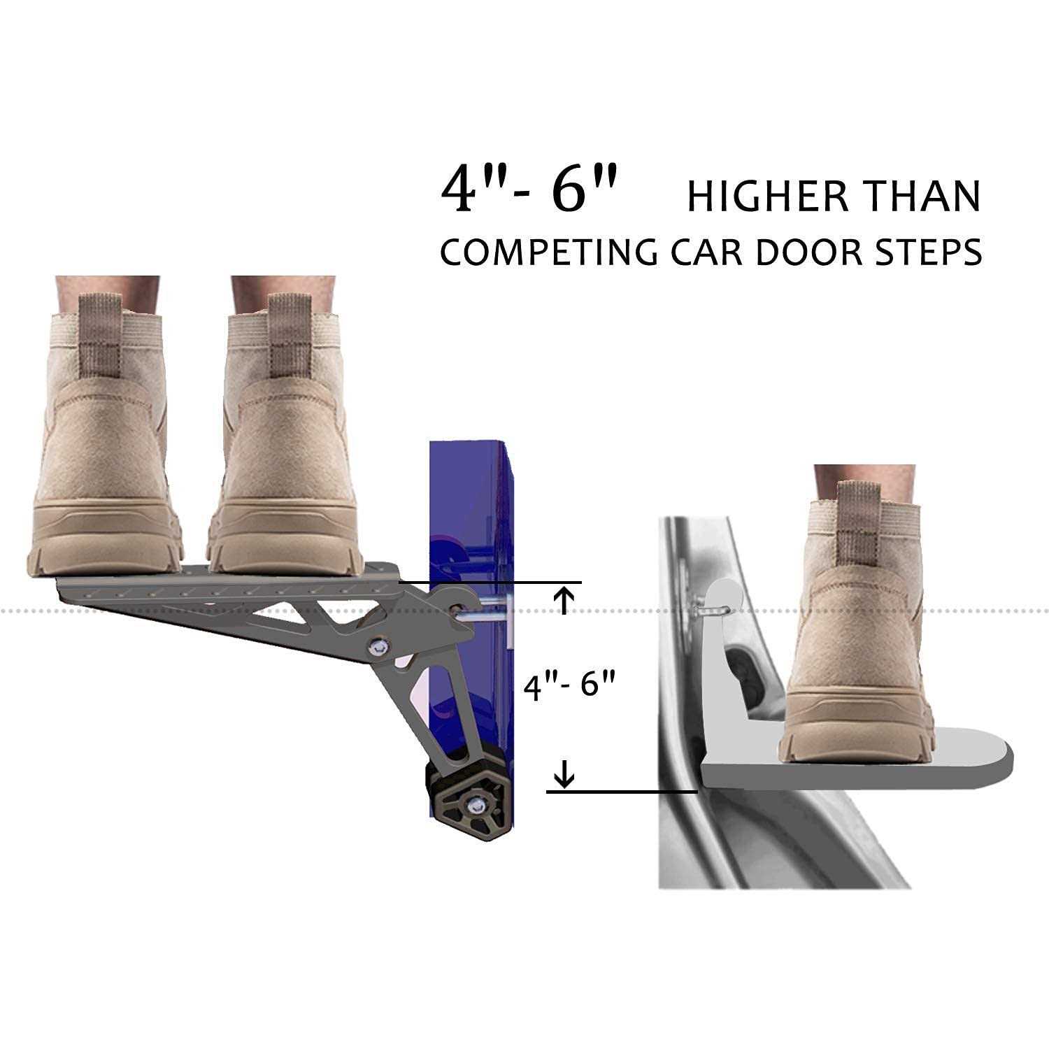 Cowvie Foldable Car Door Step Stand Pedal Access to Vehicle's Top Roof Both Feet Stand Pedal Ladder for Most SUV Truck Jeep - Image 3