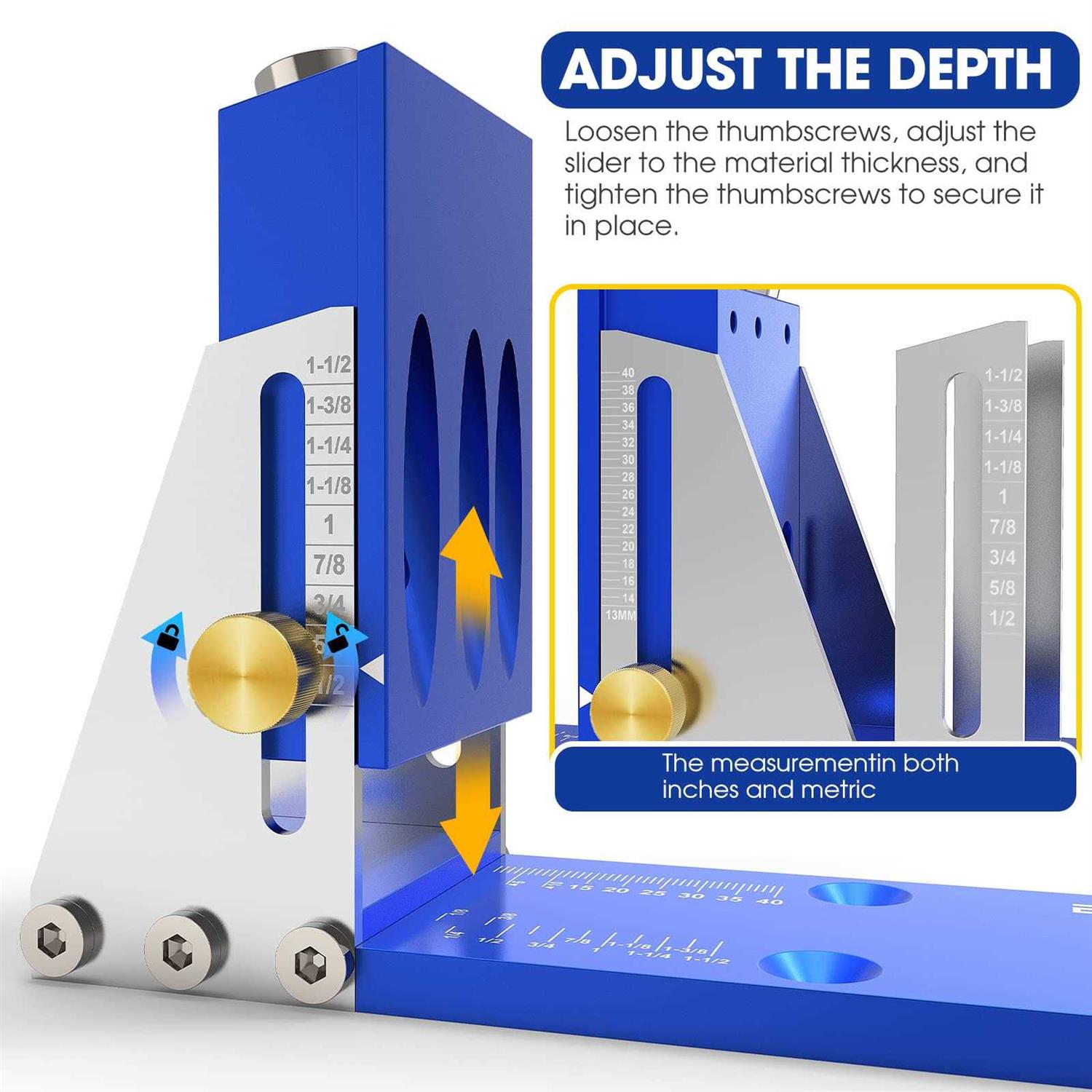 BLEKOO Upgraded Pocket Hole Jig Kit Pocket Hole Drill Guide Jig Set for 15° Angled Holes - Image 5