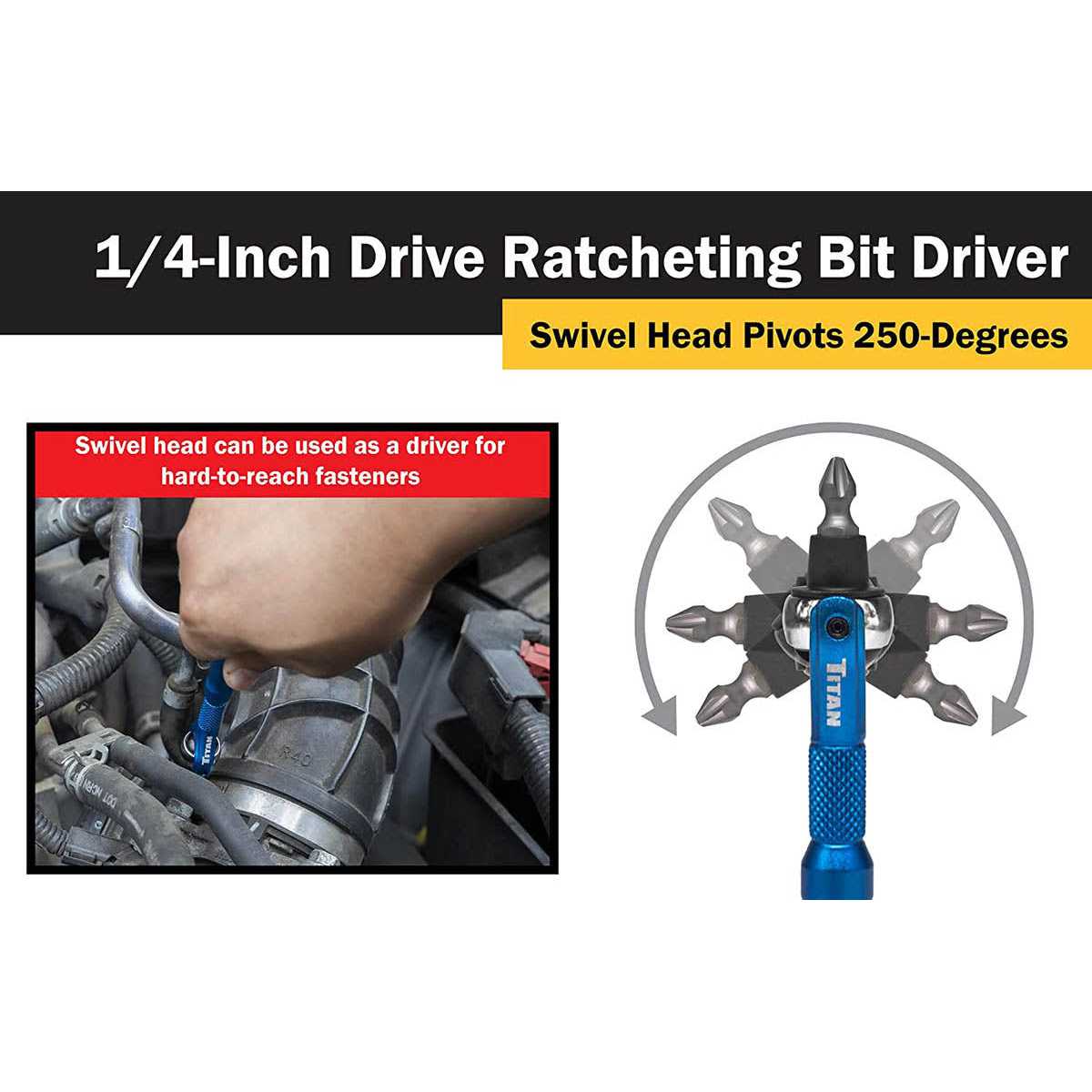 Titan Tools 11317 1/4 Drive Swivel Head Micro Bit Driver - Image 5