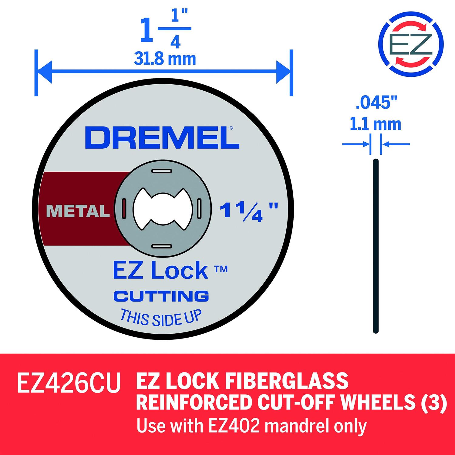 Dremel ez426cu EZ Lock 1-1/4 inch Metal Wheel for Rotary Tools, 3 Pack, for Cutting Wood, Plastic and Metal - Image 3