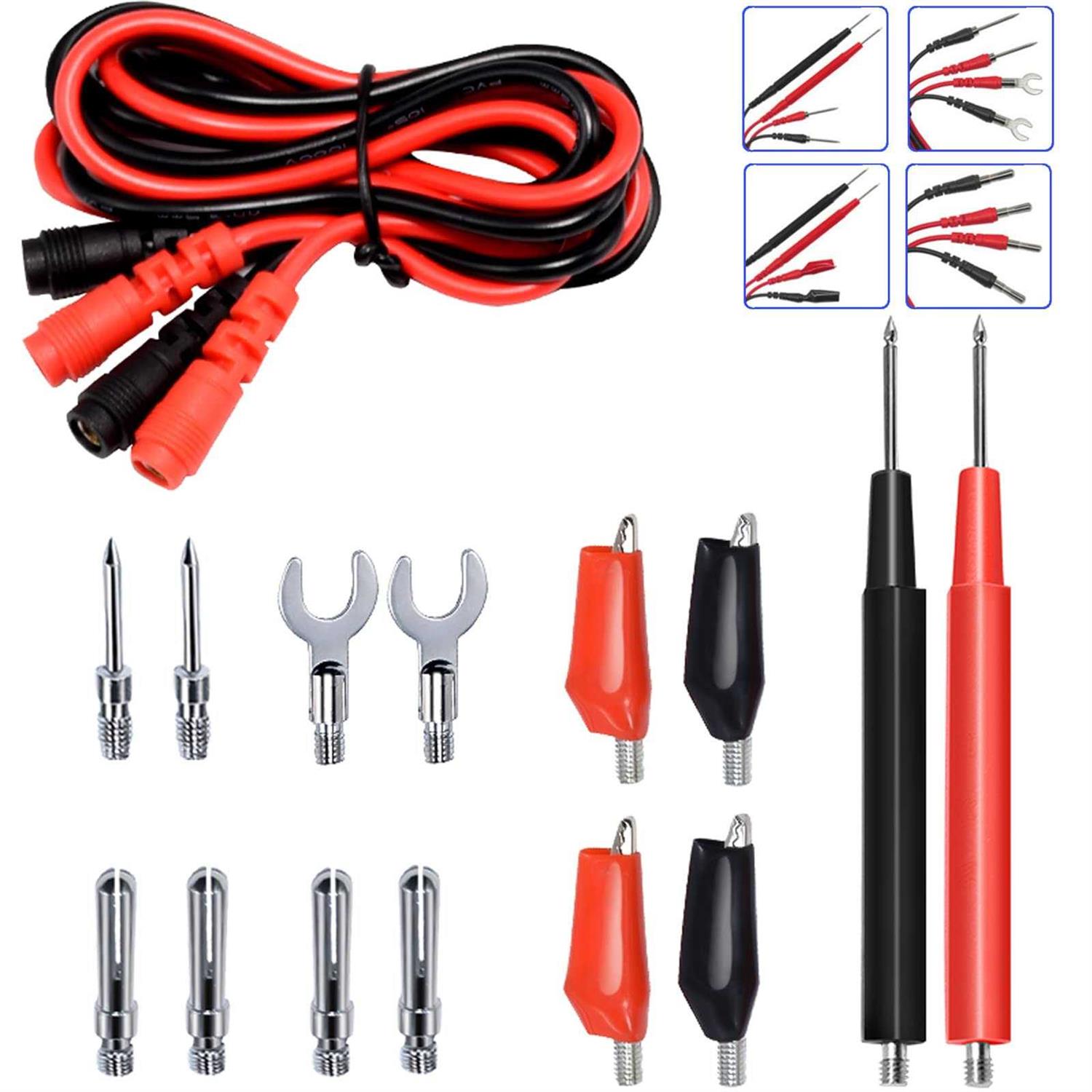 Premium 16 in 1 Multimeter Test Leads Kit Digital Probes & Leads Set with Replaceable Testing Pen