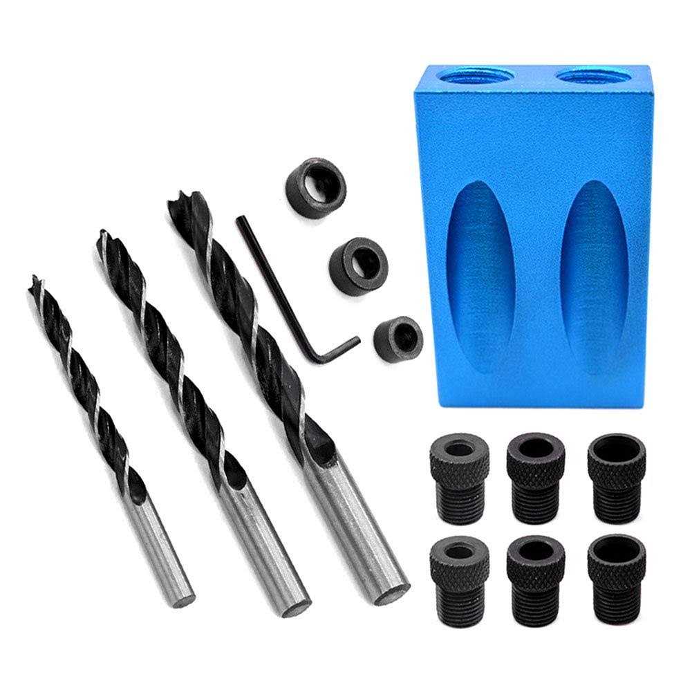Zlmondee 14pcs Pocket Hole Jig Kit 15 Degree Woodworking Inclined Hole Jig With 6/8/10mm Drive Adapter For Woodworking Angle Drilling Holes - Image 4