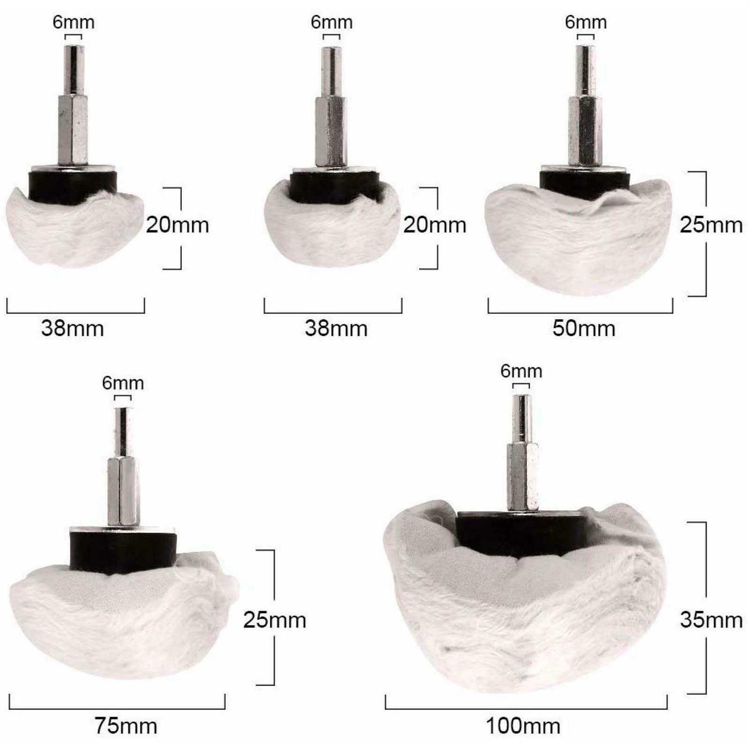 Benavvy 11pcs Buffing Wheel for Drill Polishing Ball for Drill with 0.25 Hex Shafts - Image 5