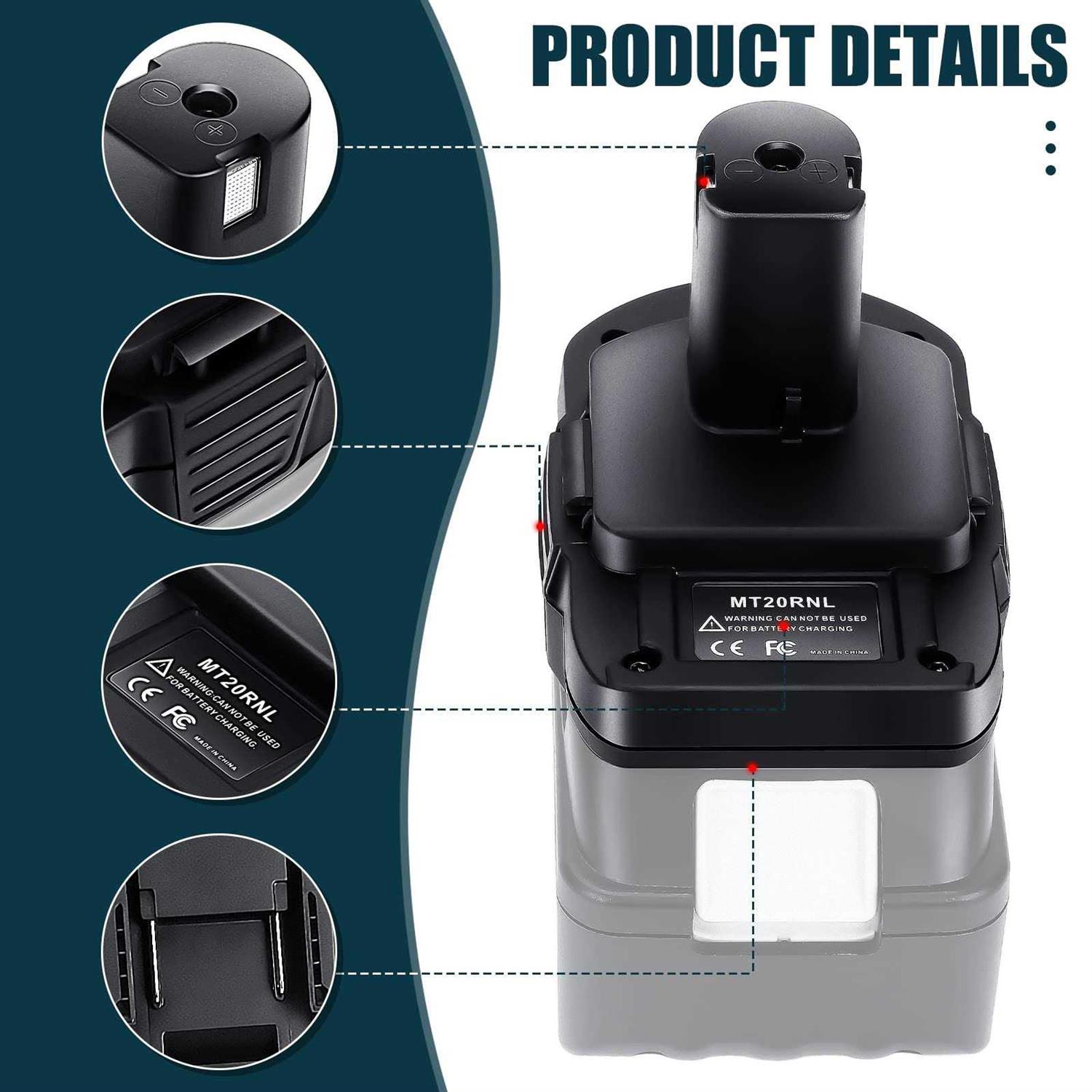 OBOLTS MT20RNL Adapter for Makita 18V Battery to for Roybi 18V Battery,Most Batteries for Makita:BL1860B / BL1860 / BL1850B / BL1850 / BL1840 - Image 4