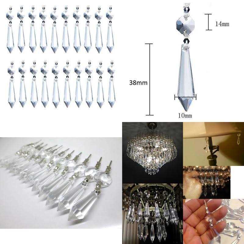 Bronagrand 38mm Replacement Clear Chandelier Icicle Crystal Prisms Octogan Crystal Bead for Lamp Decoration - Image 3
