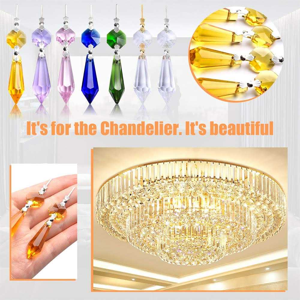 Bronagrand 38mm Replacement Clear Chandelier Icicle Crystal Prisms Octogan Crystal Bead for Lamp Decoration - Image 5