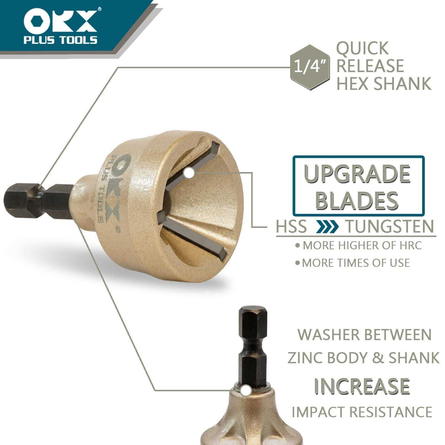 ORXPLUS Tools Deburring External Chamfer Tool, Tungsten Blade, Deburring Drill Bit, Remove Burr Tools Suitable on Stainless Rod, Thread and Pipe - Image 5