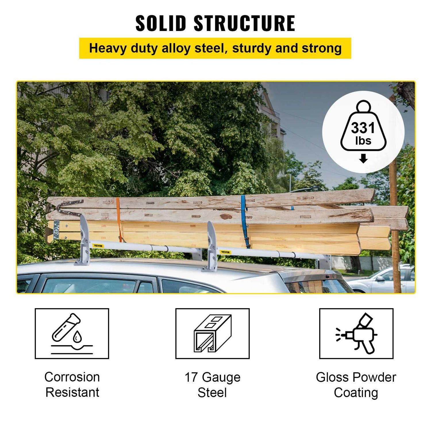 VEVOR Universal Van Ladder Roof Racks 2 Bars 331 LBS Capacity - Image 4