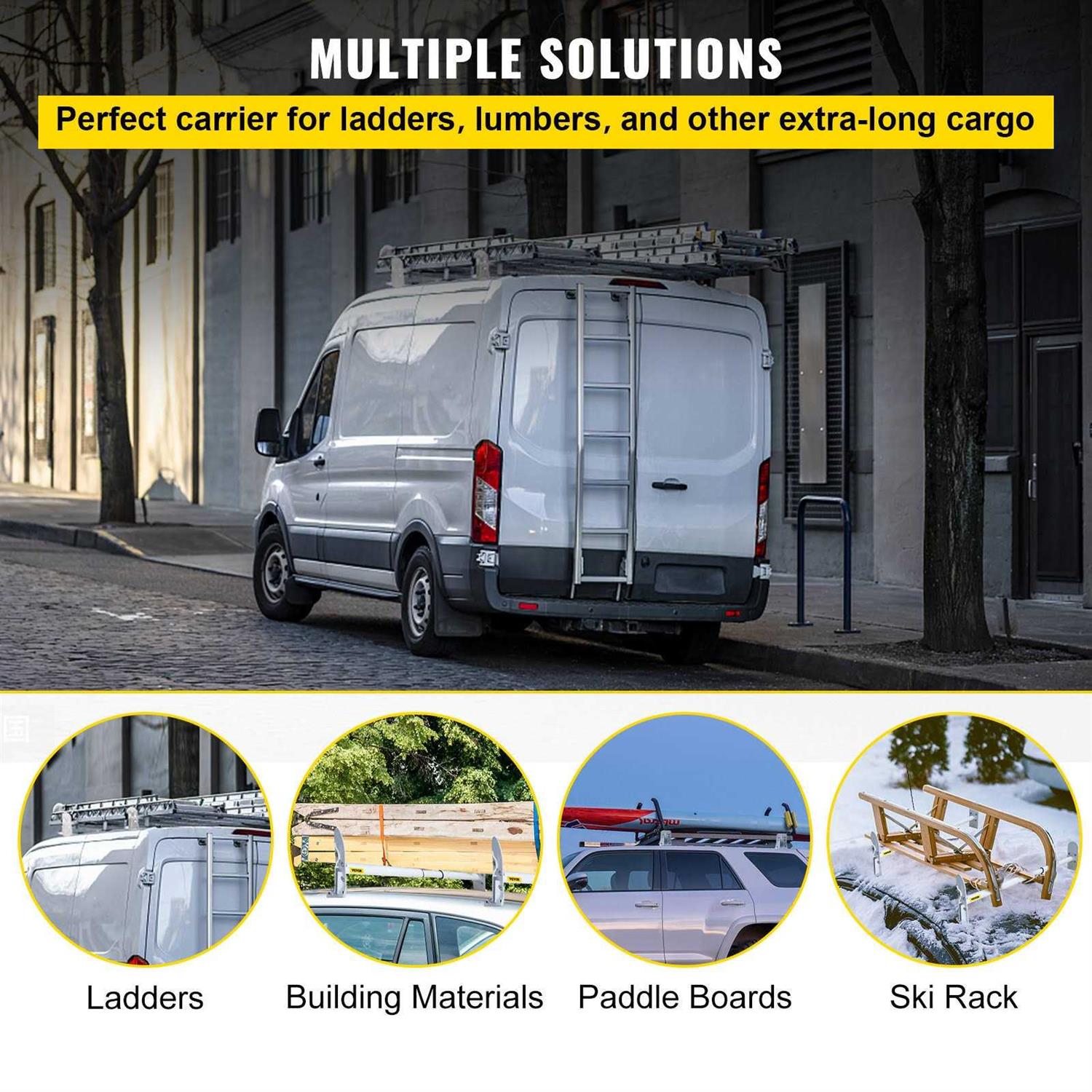 VEVOR Universal Van Ladder Roof Racks 2 Bars 331 LBS Capacity - Image 5