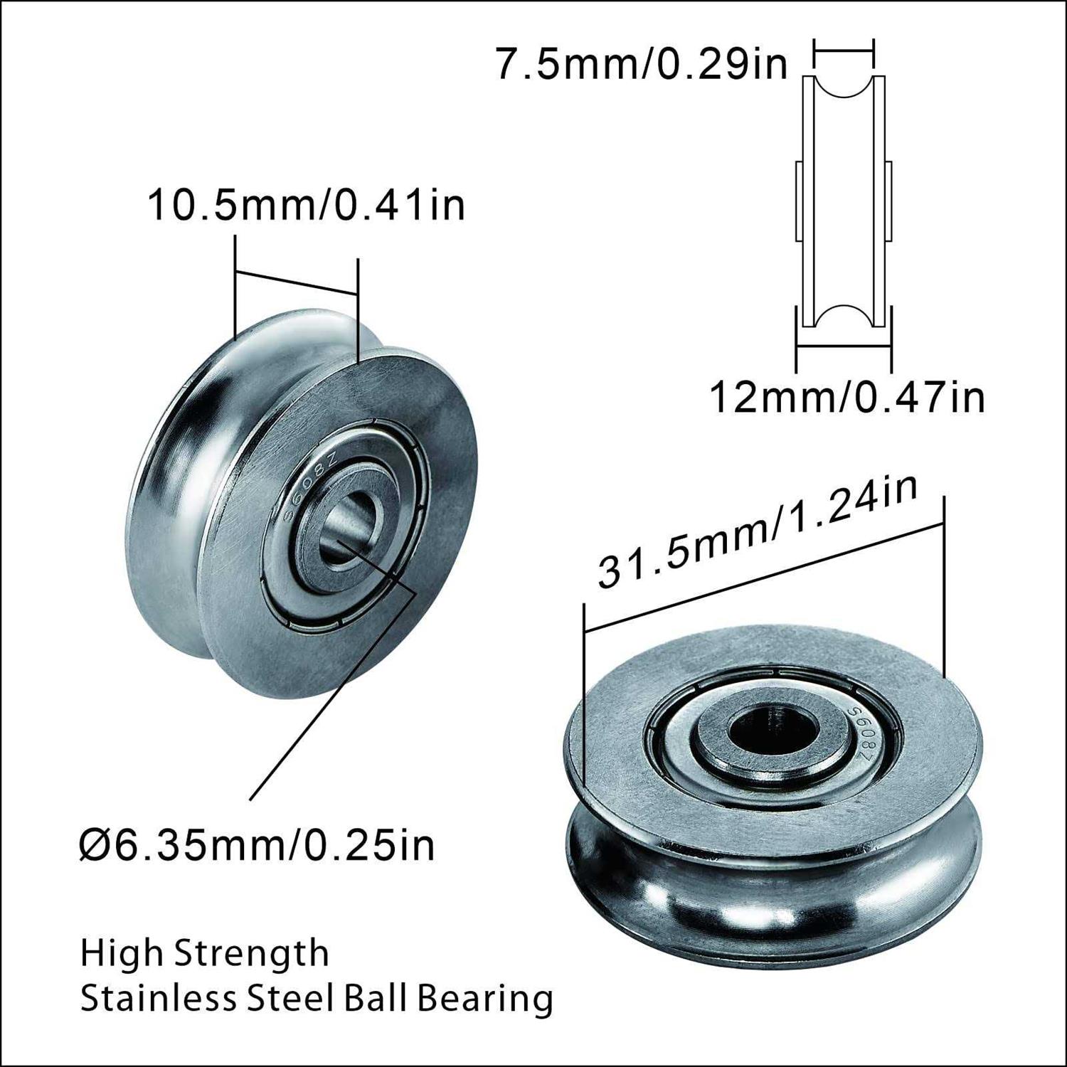 Stainless Steel 5mm Deep U Groove Ball Bearings Pack of 2 - Image 3