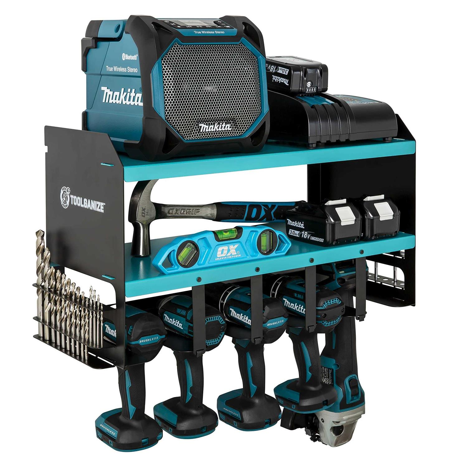 Toolganize Power Tool Organizer & Storage Wall Mount Heavy Duty Metal Drill Holder & Cordless Tool Organizers Chest Rack - Image 4