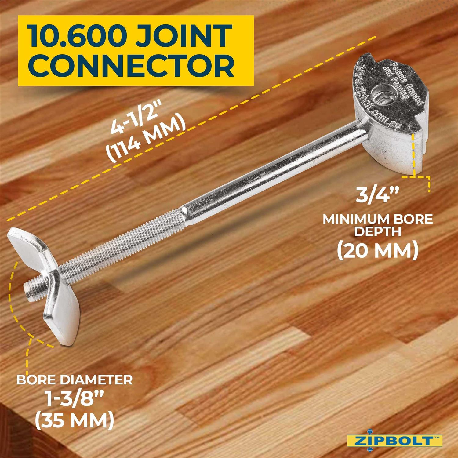 Zipbolt Countertop Connector — Joint Connector Drawbolt Pack with 5mm Hex Bit for Joining Countertops - Image 3