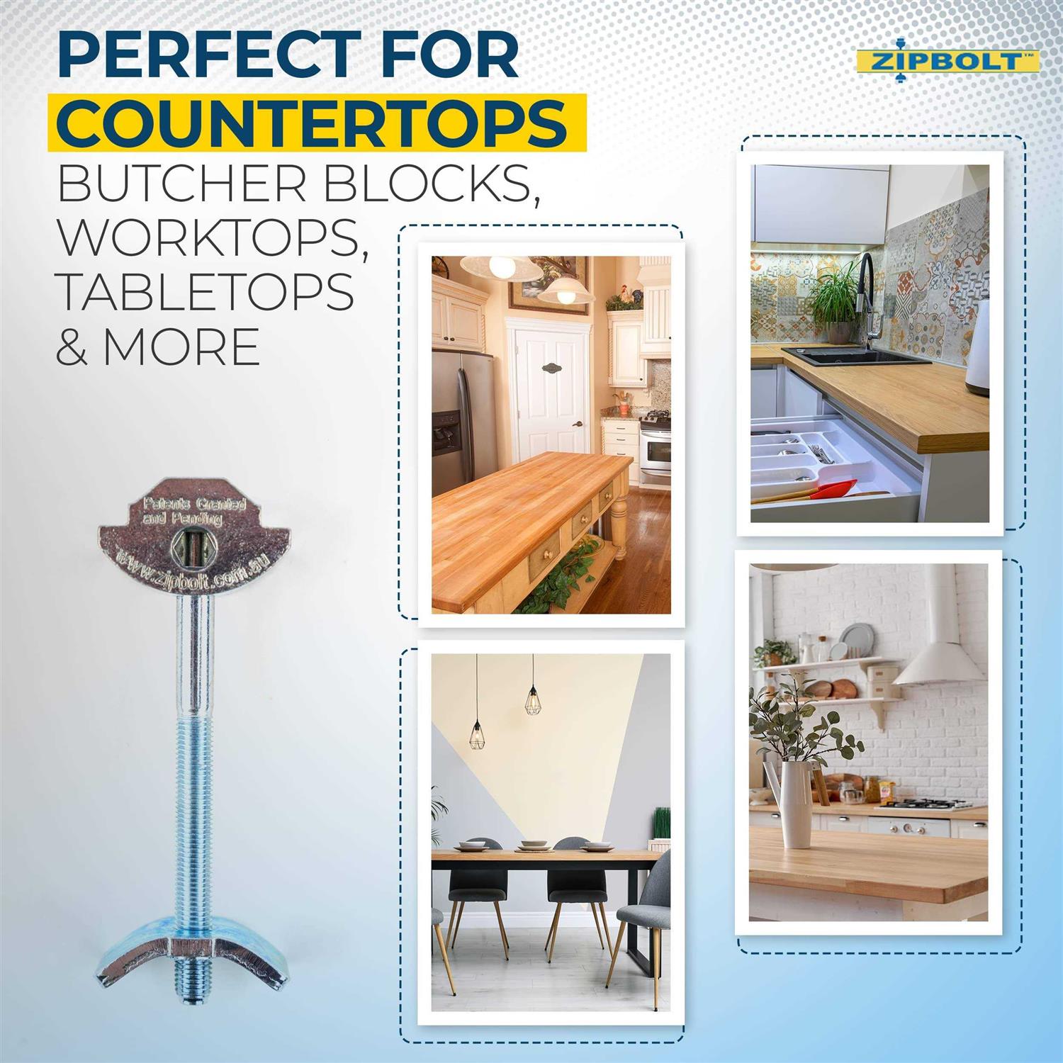 Zipbolt Countertop Connector — Joint Connector Drawbolt Pack with 5mm Hex Bit for Joining Countertops - Image 3