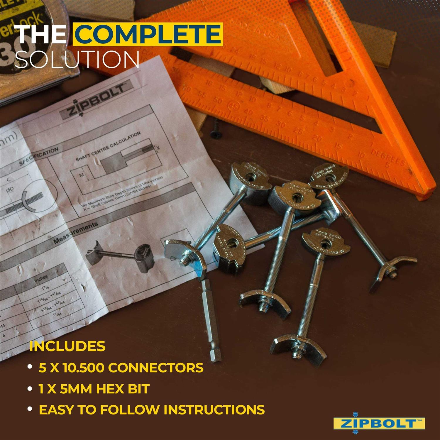 Zipbolt Countertop Connector — Joint Connector Drawbolt Pack with 5mm Hex Bit for Joining Countertops - Image 5