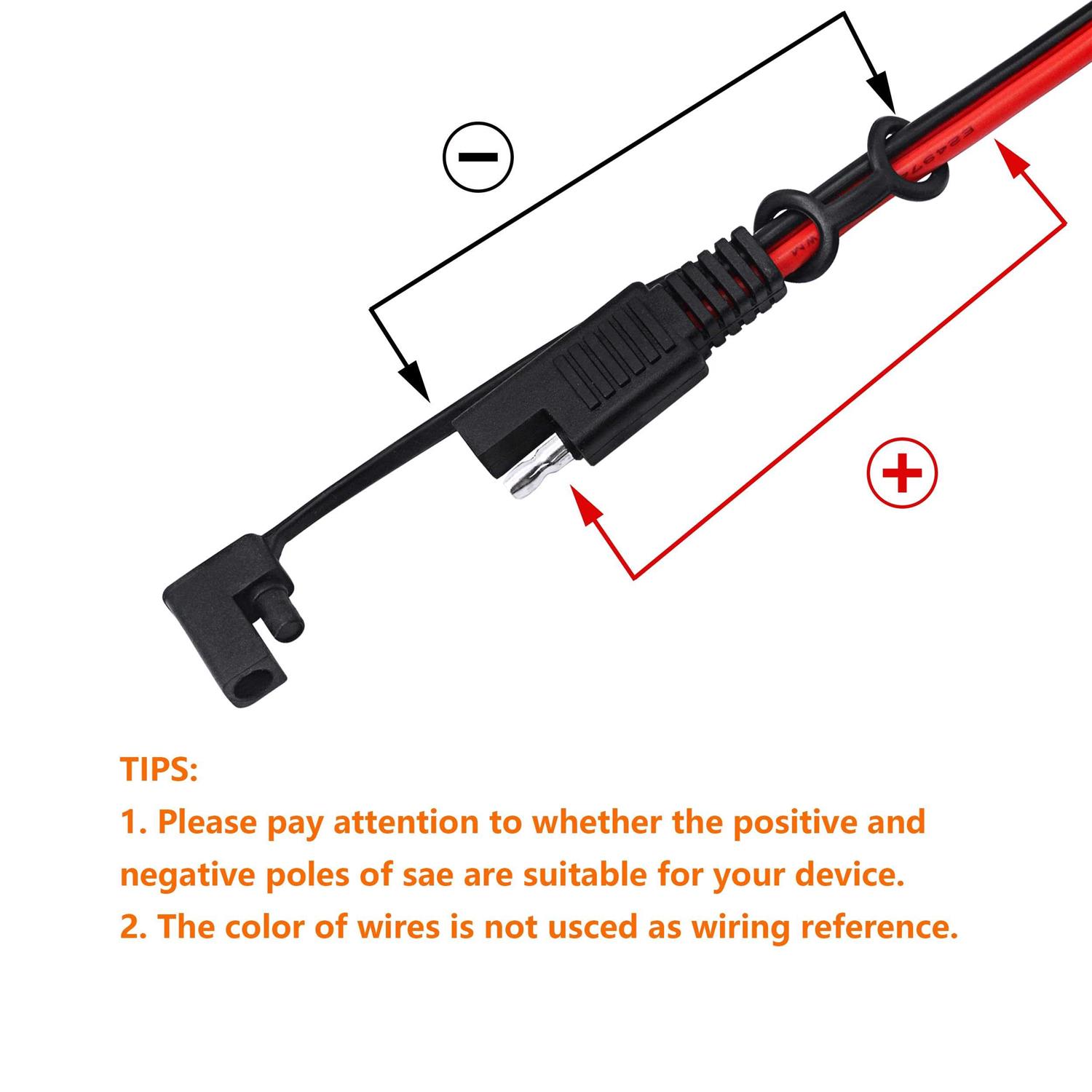 Cerrxian 3.2ft 12v 14awg Alligator Crocodile Clip to Sae Connector Quick Release Quick Disconnect Car Solar Power Charging Extension Cable,black - Image 3