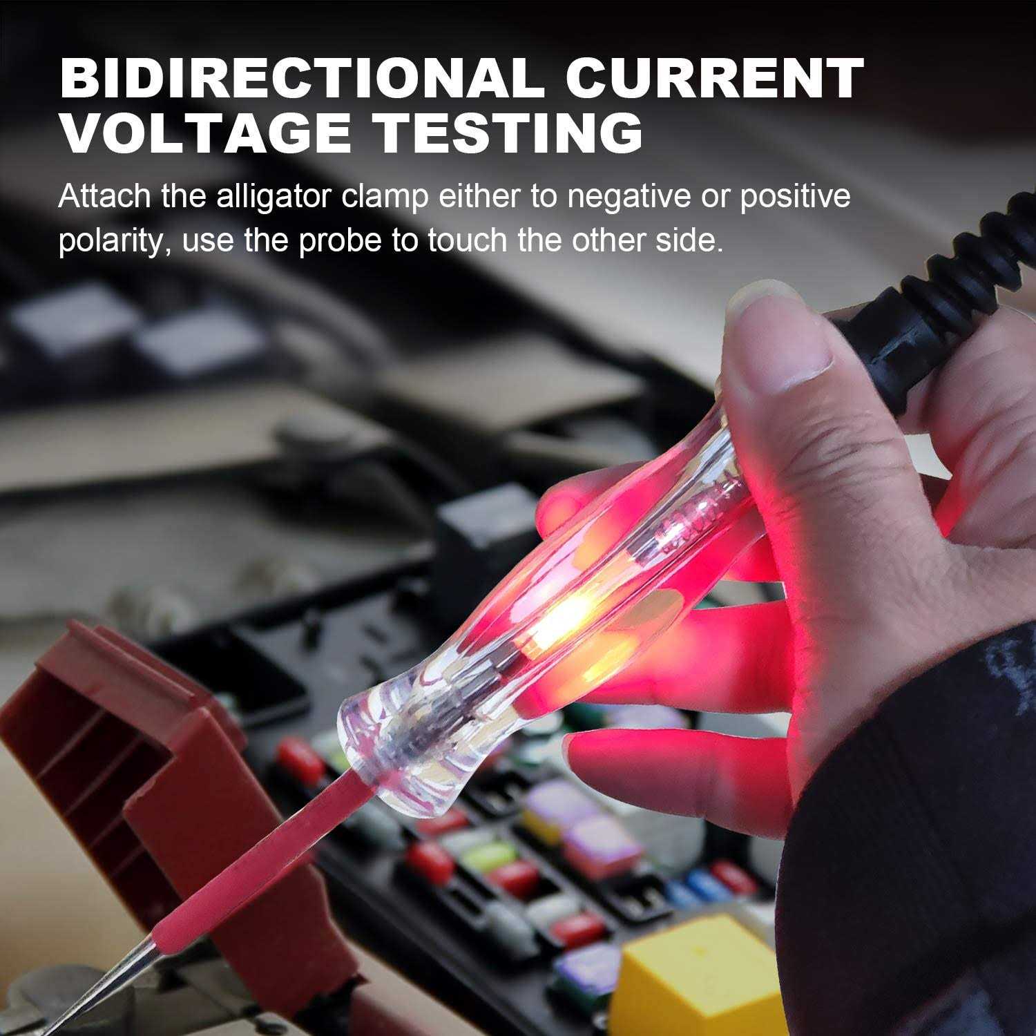 WINAMOO Premium LED Bulb Automotive Circuit Tester 6-24V Test Light with 135 Inch PU Extended Spring Wire - Image 3