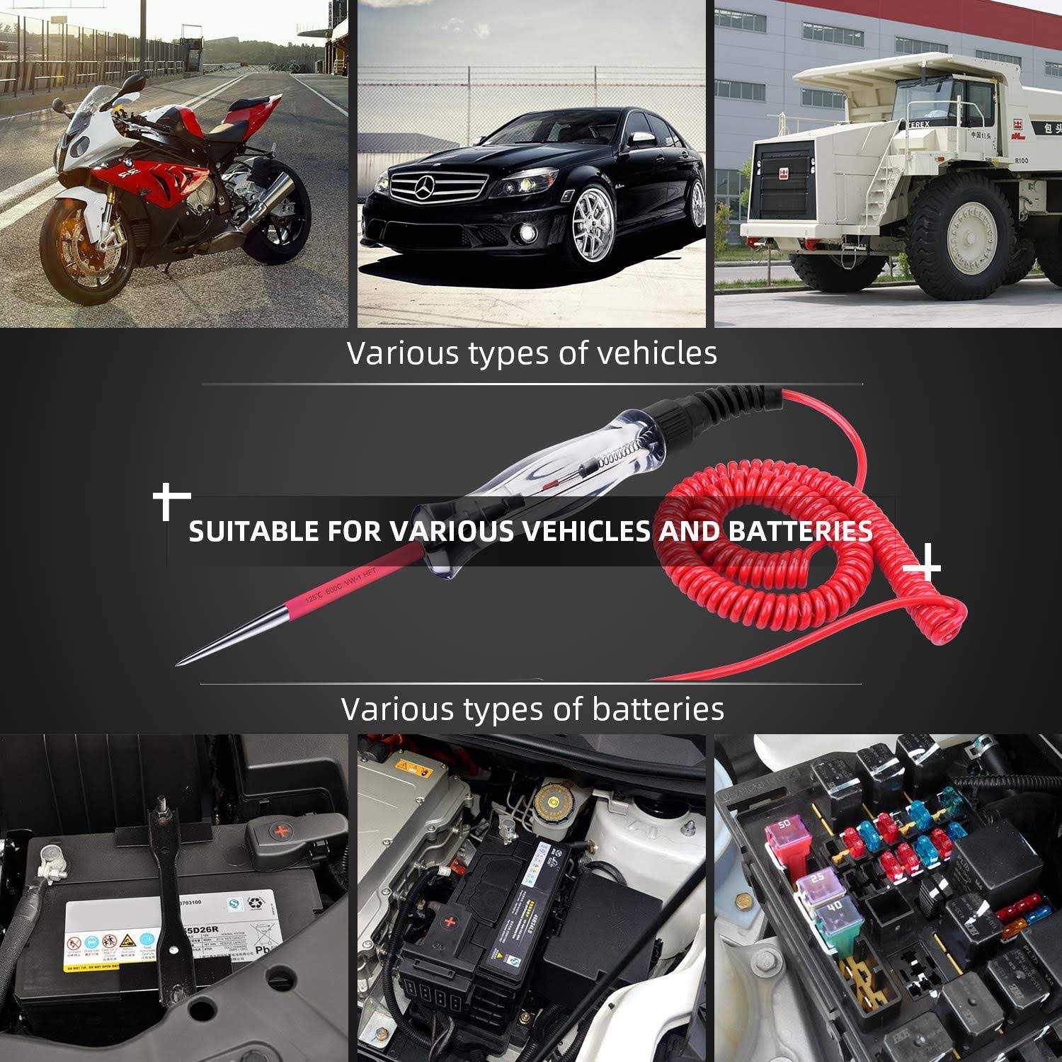 WINAMOO Premium LED Bulb Automotive Circuit Tester 6-24V Test Light with 135 Inch PU Extended Spring Wire - Image 5