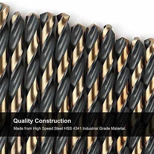 COMOWARE Number Size Drill Bit Set 60pcs Jobber Length Drill Bits, Wire Gauge 1 to 60, Black and Gold Finish - Image 3