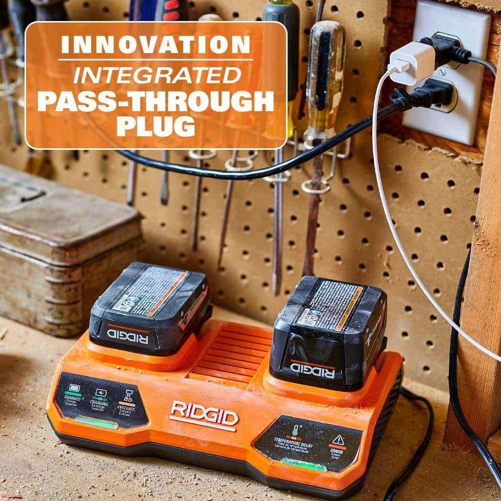 RIDGID 18V Dual Port Simultaneous Charger - Image 5