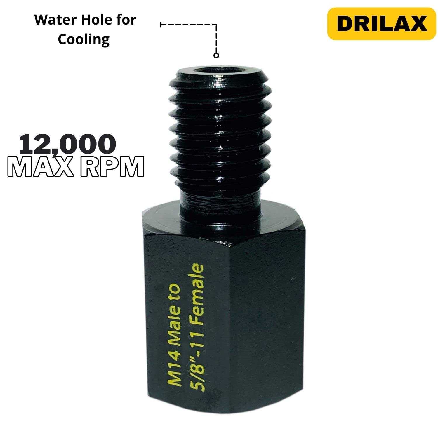 DRILAX Angle Grinder Attachment M14 Adapter 5/8 inch 11 Female to M14 Male 12,000 RPM Rated Wire Wheel Drill Adaptor Compatible with Dewalt - Image 5