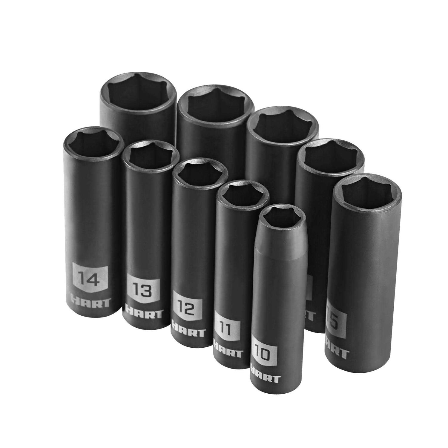 Hart 10-Piece 3/8-inch Drive MM Impact Socket Set