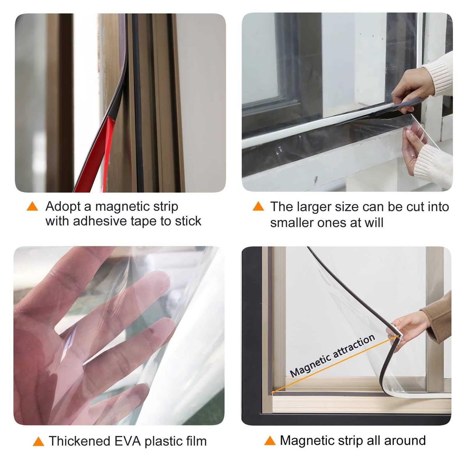 Magnetic Window Insulation kit Heavy Duty Film with Full Frame Magnetic Strip Window Coverings to Keep Cold Out Storm Warm in Winter and - Image 2