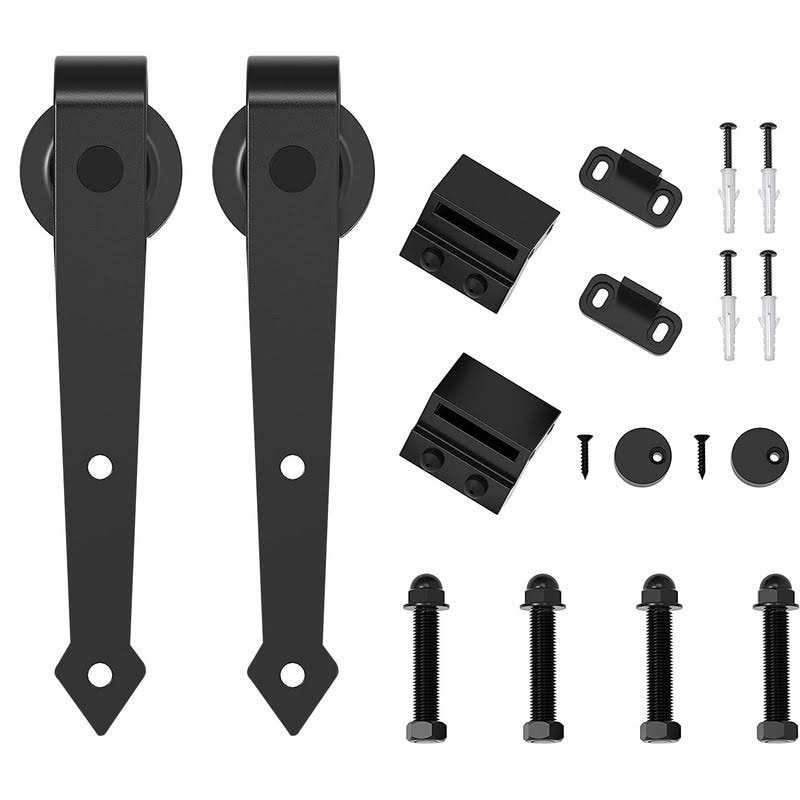 winsoon Black Heavy-Duty Steel Rolling Barn Door Hardware Kit for Single Wood Door with Non-Routed Floor Guide - Image 4