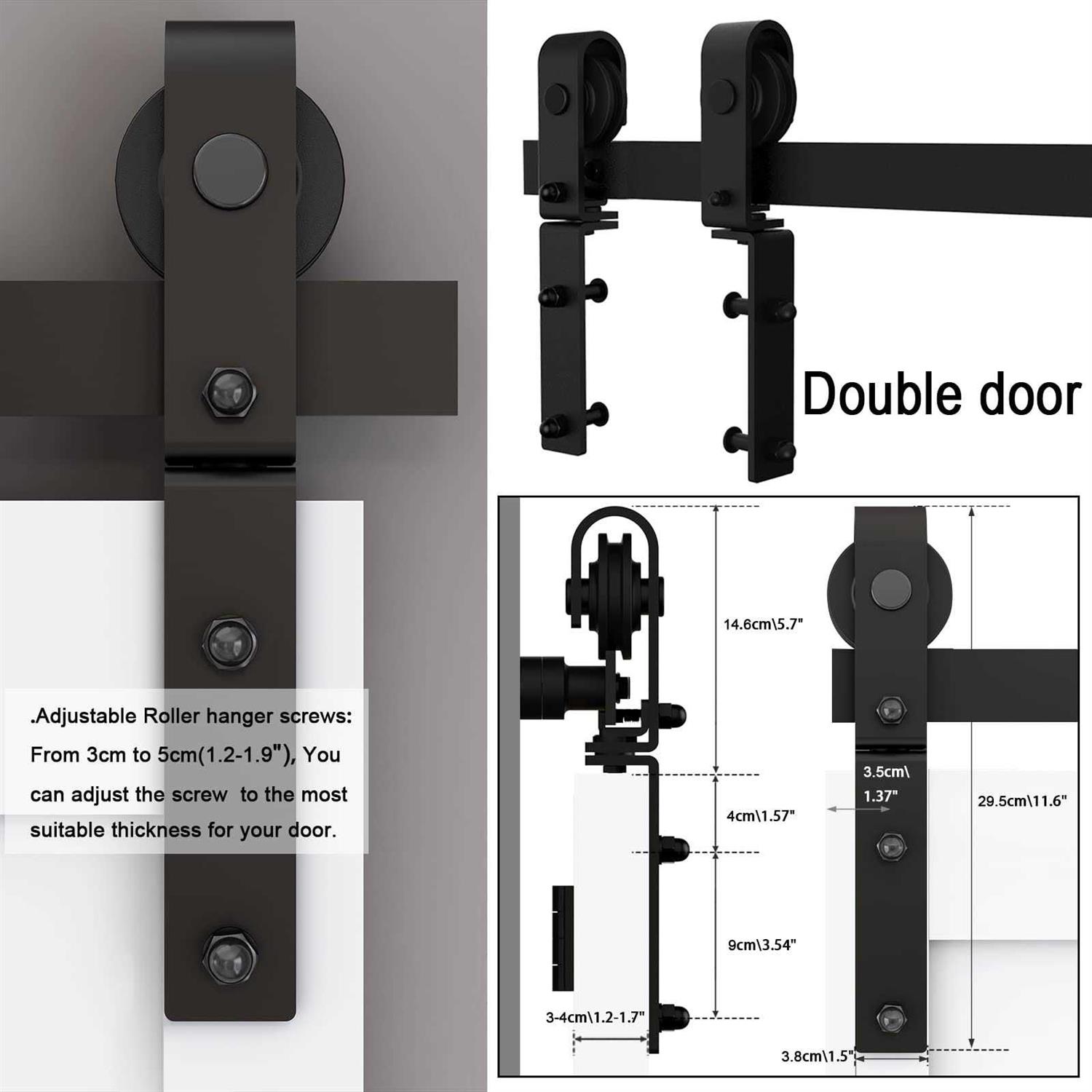BONIKLUBA 60 Bi-Folding Sliding Barn Door Hardware Kit for 4 Doors,Smoothly&Quietly,Black Track J Shape Roller - Image 5