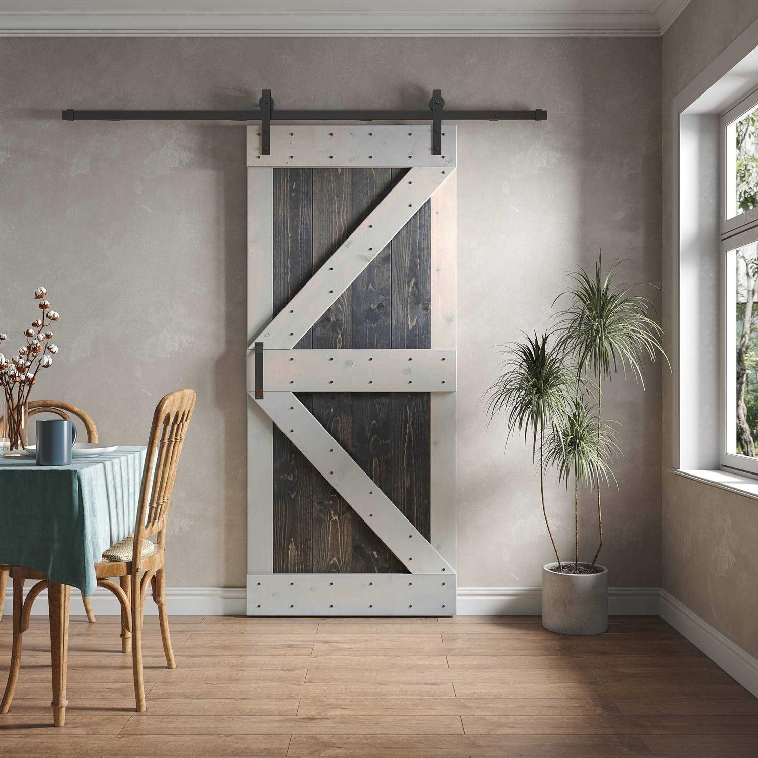 Coast Sequoia 84in K Series Pine Wood Sliding Barn Door with Hardware Kit - Image 3