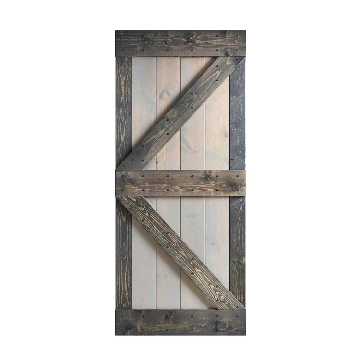 Coast Sequoia 84in K Series Pine Wood Sliding Barn Door with Hardware Kit - Image 4