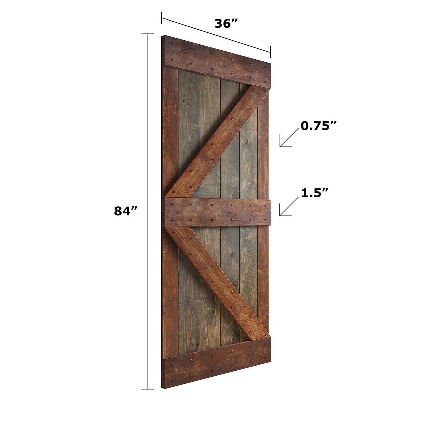 Coast Sequoia 84in K Series Pine Wood Sliding Barn Door with Hardware Kit - Image 5