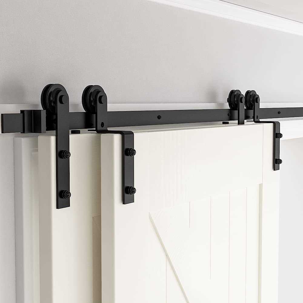 SKYSEN 6FT Heavy Duty Sliding Barn Door Hardware Single Track Bypass Double Door Kit