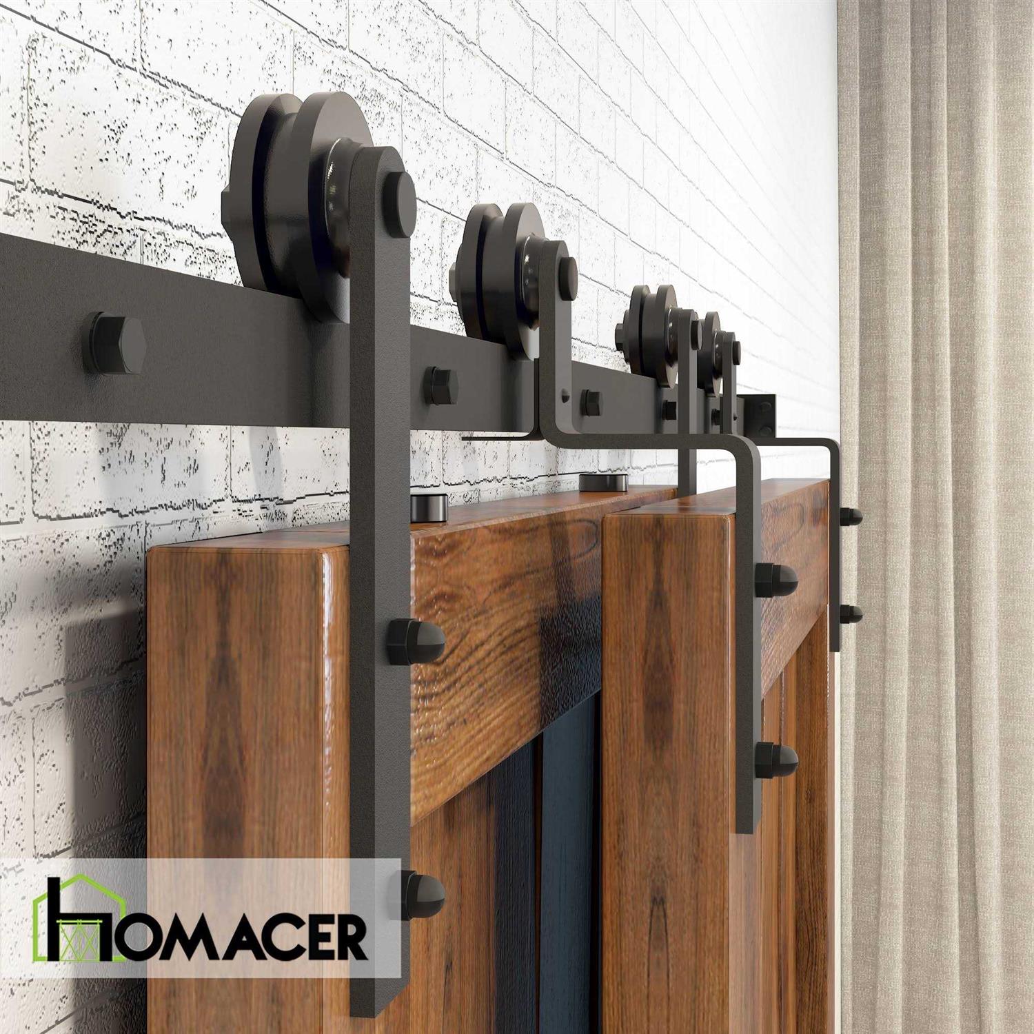 Single Bypass Double Door Barn Door Hardware Kit Homacer Track Length - Image 3