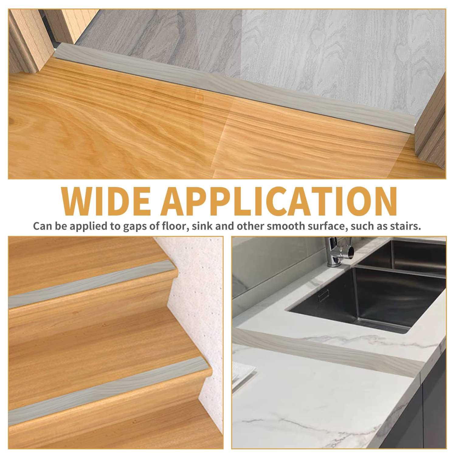 Floor Transition Strip 3.3 Ft Self Adhesive Vinyl Flooring Transition Strips Wood to Tile Floor Divider Strip for Joining Floor Gaps Tiles Carpet - Image 5