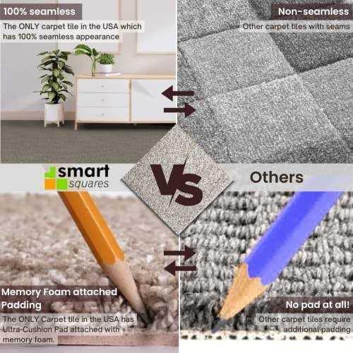 Smart Squares Premium Residential Soft Padded Carpet Tiles Seamless Appearance, Peel and Stick for Easy DIY Installation - Image 3