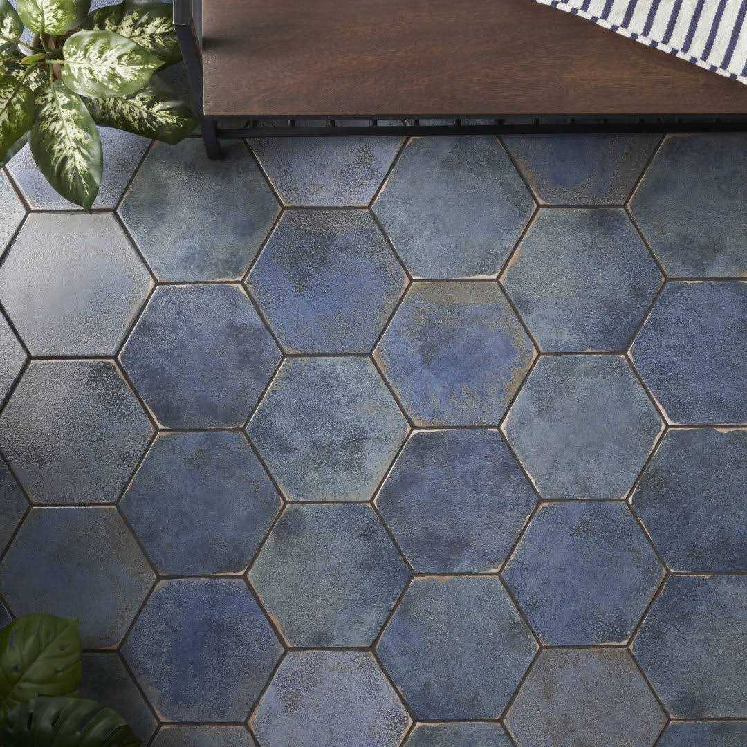 Mandalay Hex 9.13 in. x 10.51 in. Polished Concrete Look Porcelain Floor and Wall Tile Ivy Hill Tile