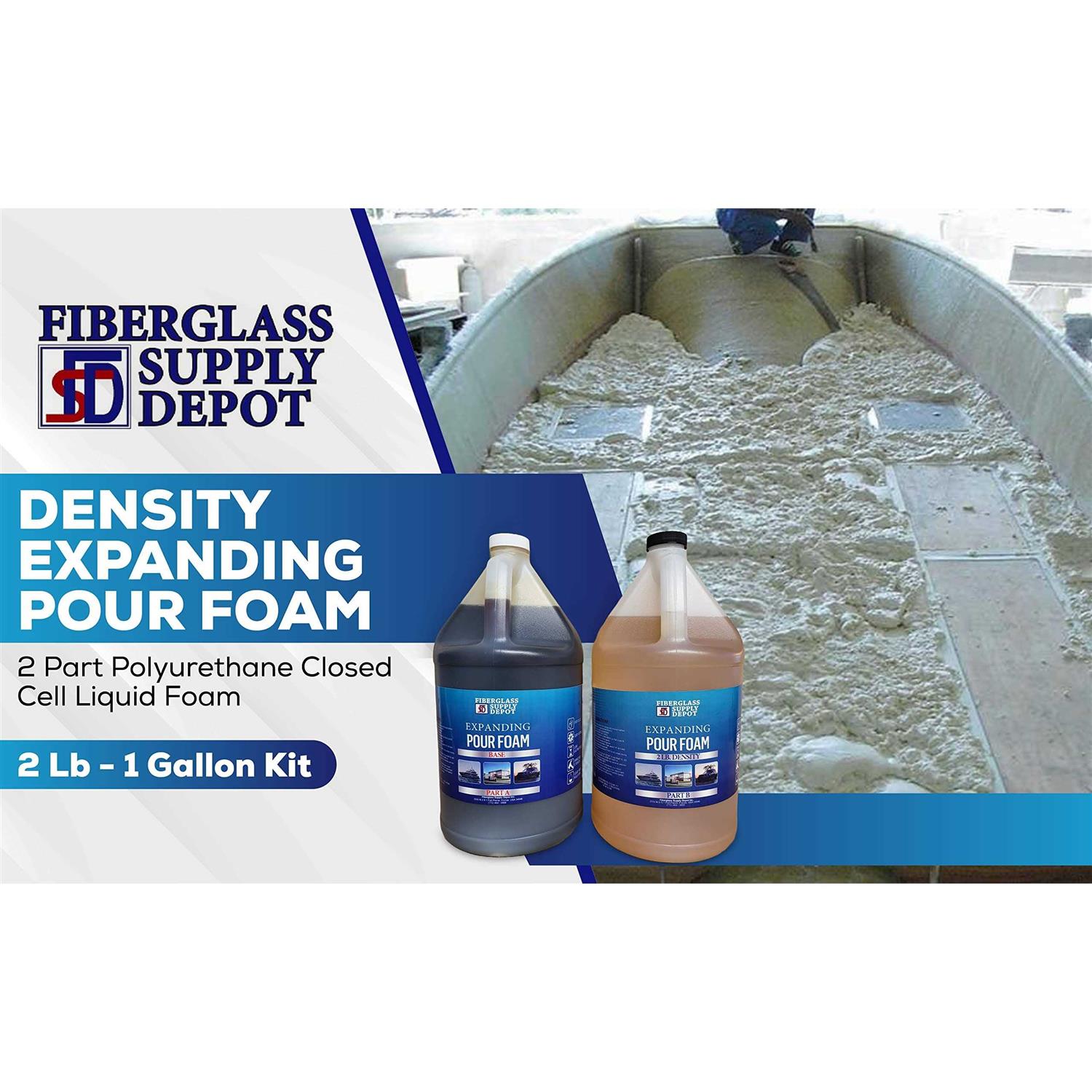 Fiberglass Supply Depot Inc. Density Expanding Pour Foam, 2 Part Polyurethane Closed Cell Liquid Foam for Boat and Dock Flotation - Image 2