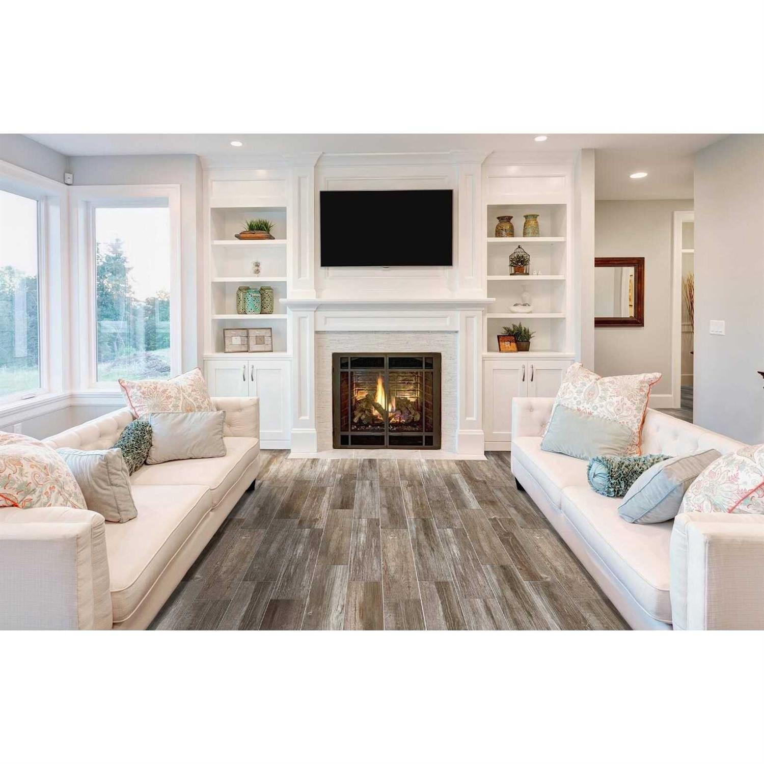 allen + roth Woods Gray 6-in x 24-in Glazed Porcelain Wood Look Floor and Wall Tile 17WO15 - Image 3