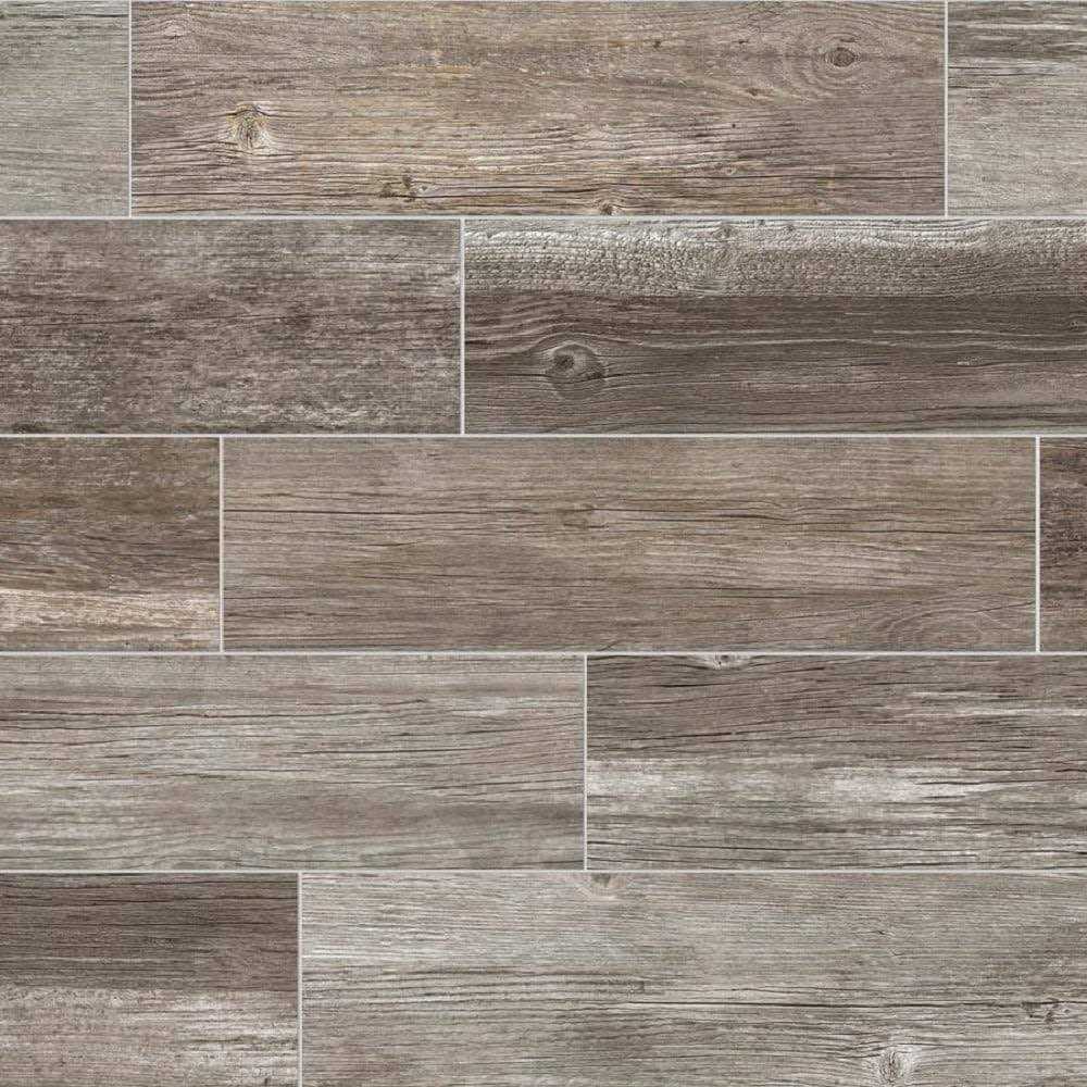 allen + roth Woods Gray 6-in x 24-in Glazed Porcelain Wood Look Floor and Wall Tile 17WO15 - Image 5
