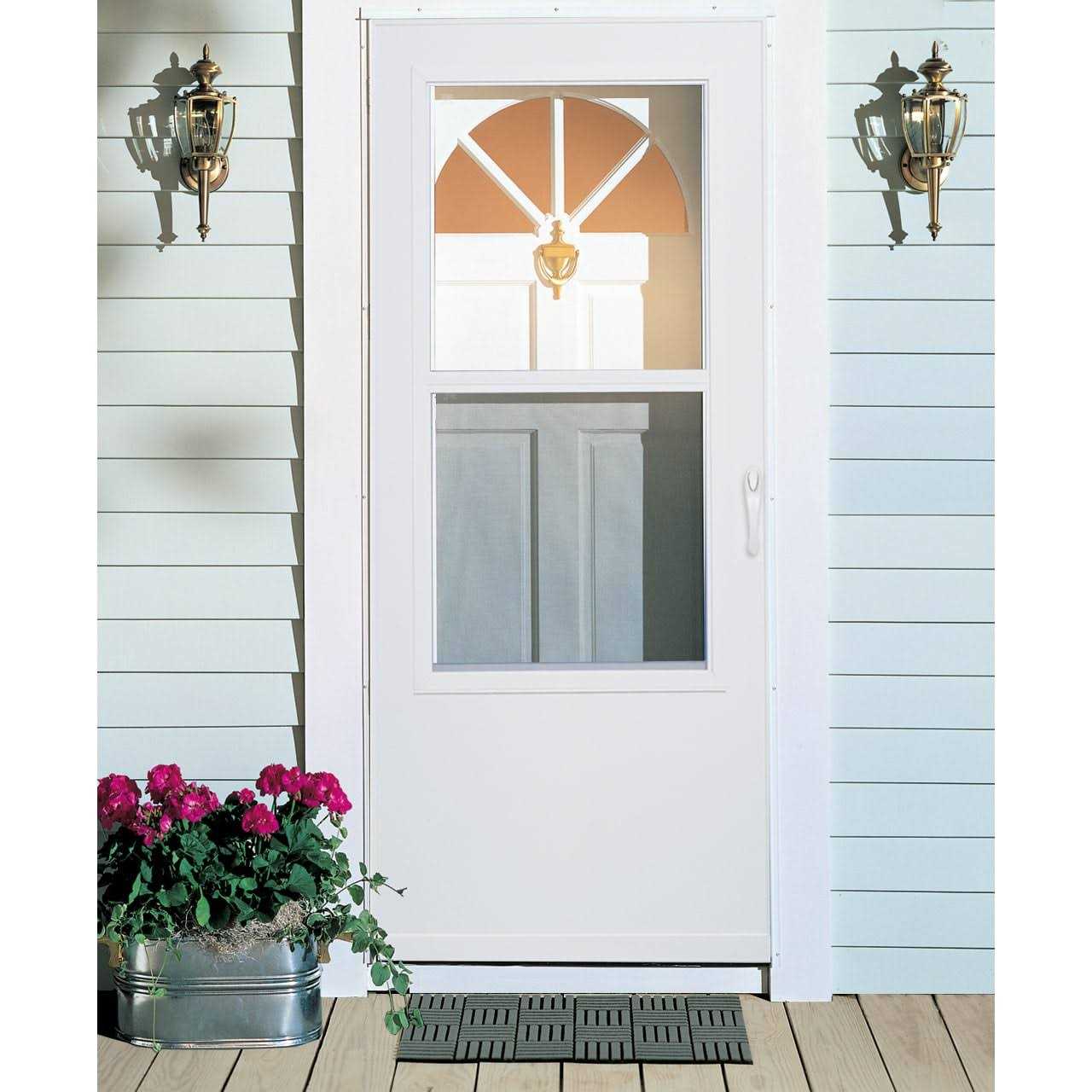 Larson Mobile Home White Mid-View Wood Core Storm Door - Image 2