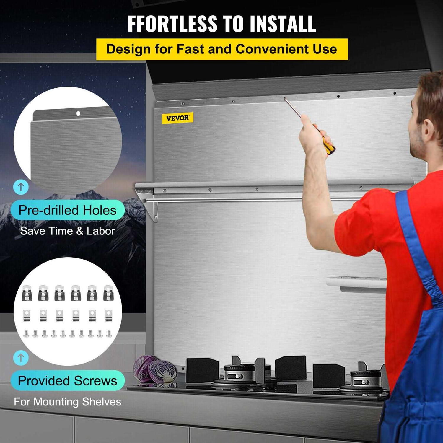 VEVOR Range Backsplash with Shelf Range Hood Wall Shield - Image 4