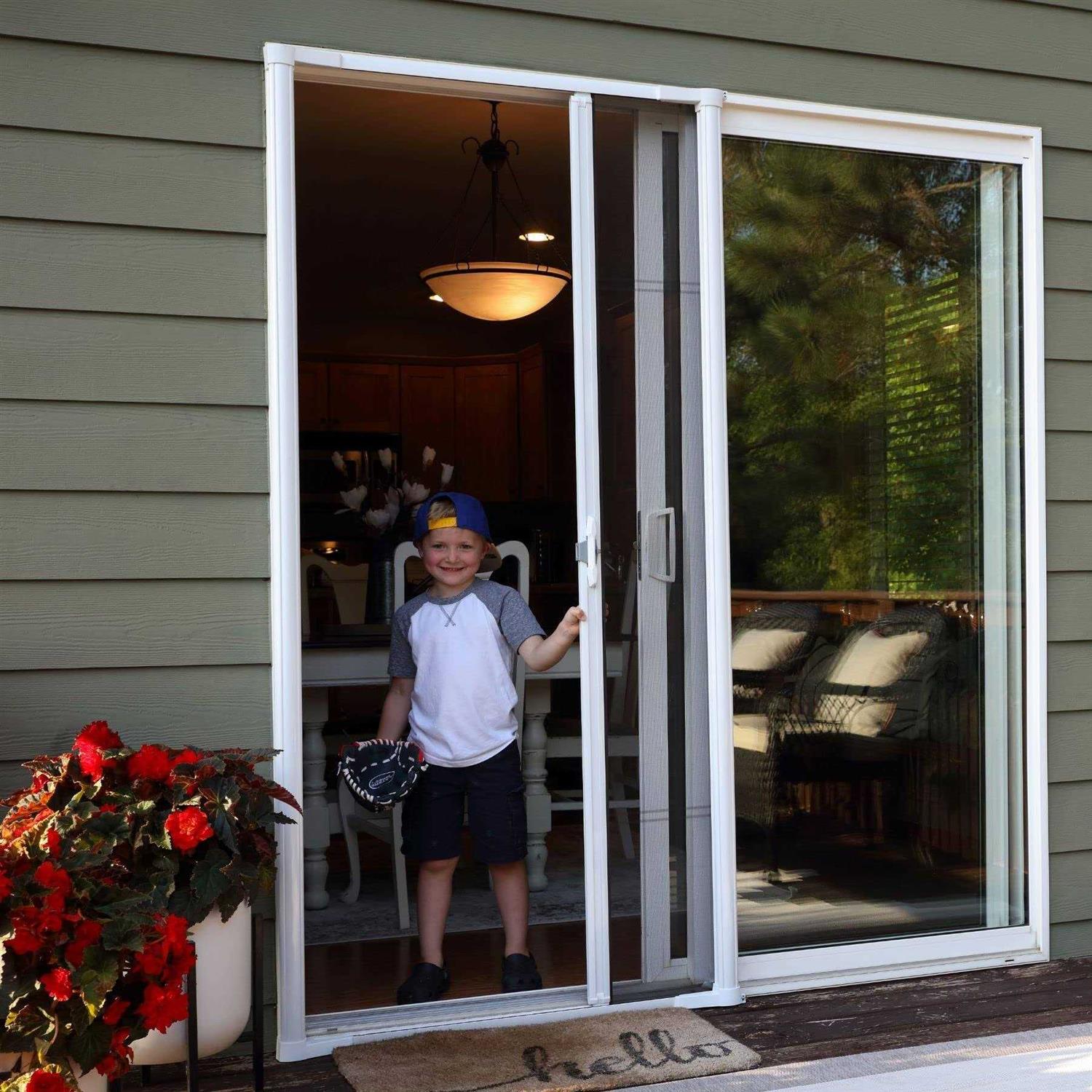 Larson 78 in. Brisa White Retractable Screen Door for Sliding Door - Image 2