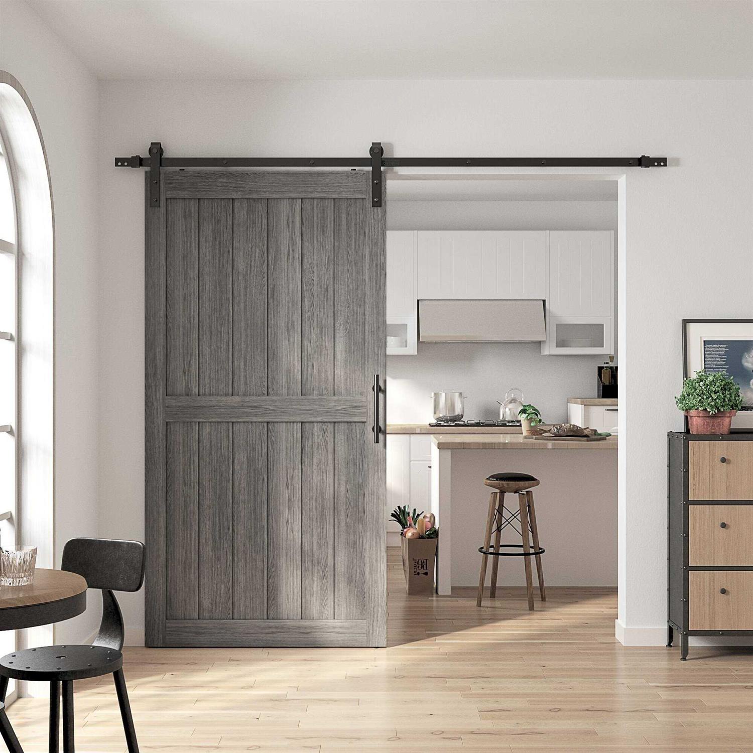 Sanding 30in./36in./42in./48in.x 84in.MDF Barn Door with Sliding Hardware Kit ,Covered with Water-Proof PVC Surface - Image 3