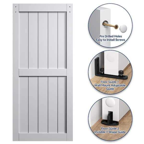 Sanding 30in./36in./42in./48in.x 84in.MDF Barn Door with Sliding Hardware Kit ,Covered with Water-Proof PVC Surface - Image 4