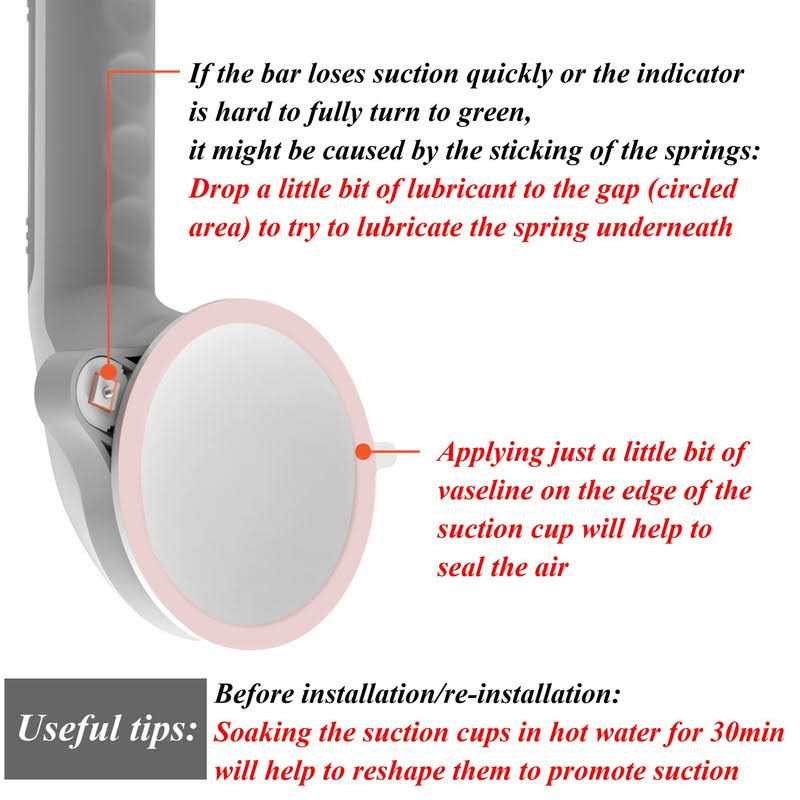 AquaChase 17“ Suction Shower Grab Bar with Indicators Tool-Free Installation - Image 5