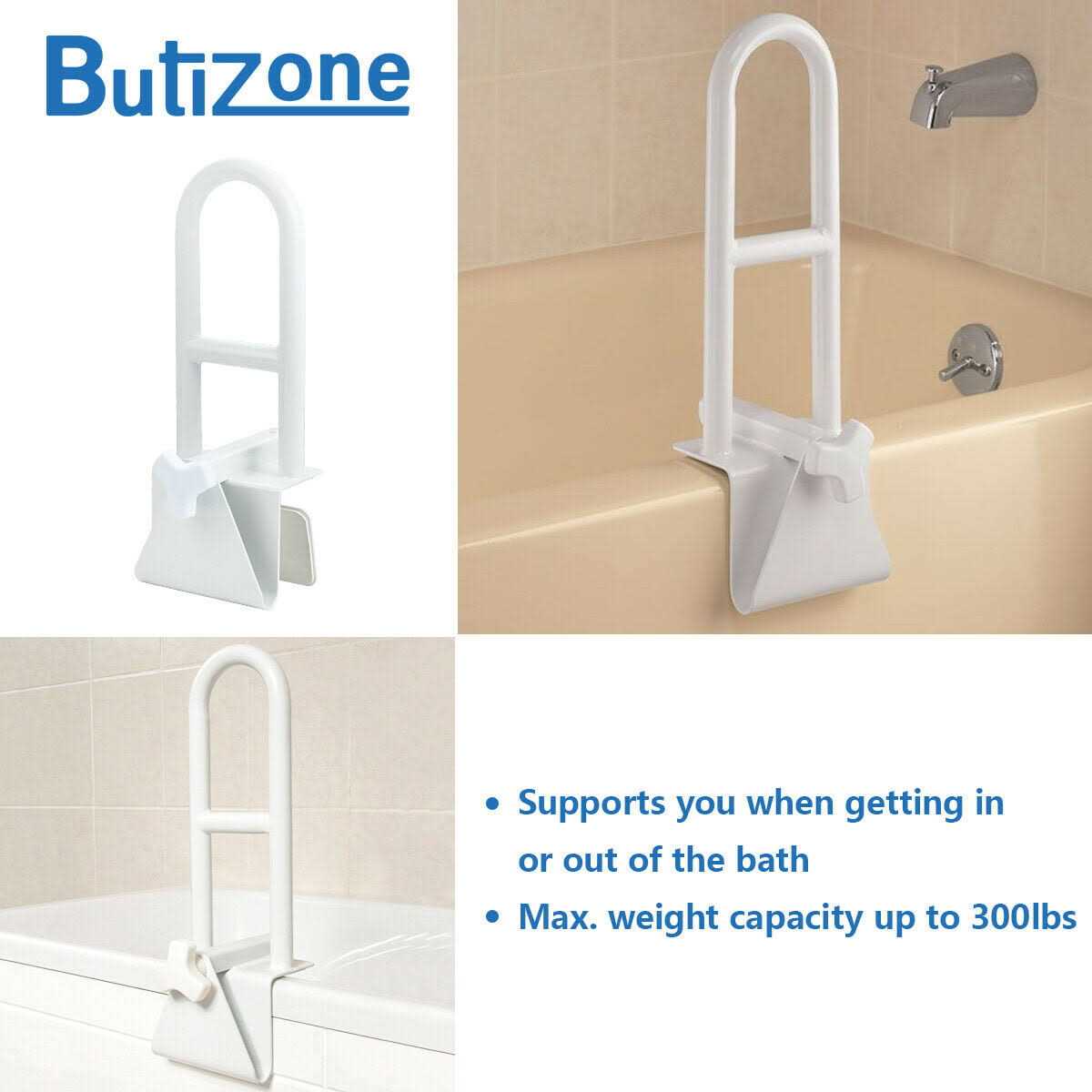 Bathtub Safety Rail, Medical Adjustable Tub Grab Bar Handle Clamp Safety Handrail Support for Seniors and Elderly - Image 4