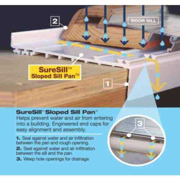 SureSill 4-9/16 in. x 39 in. White PVC Sloped Sill Pan for Door and Window Installation and Flashing - Image 4