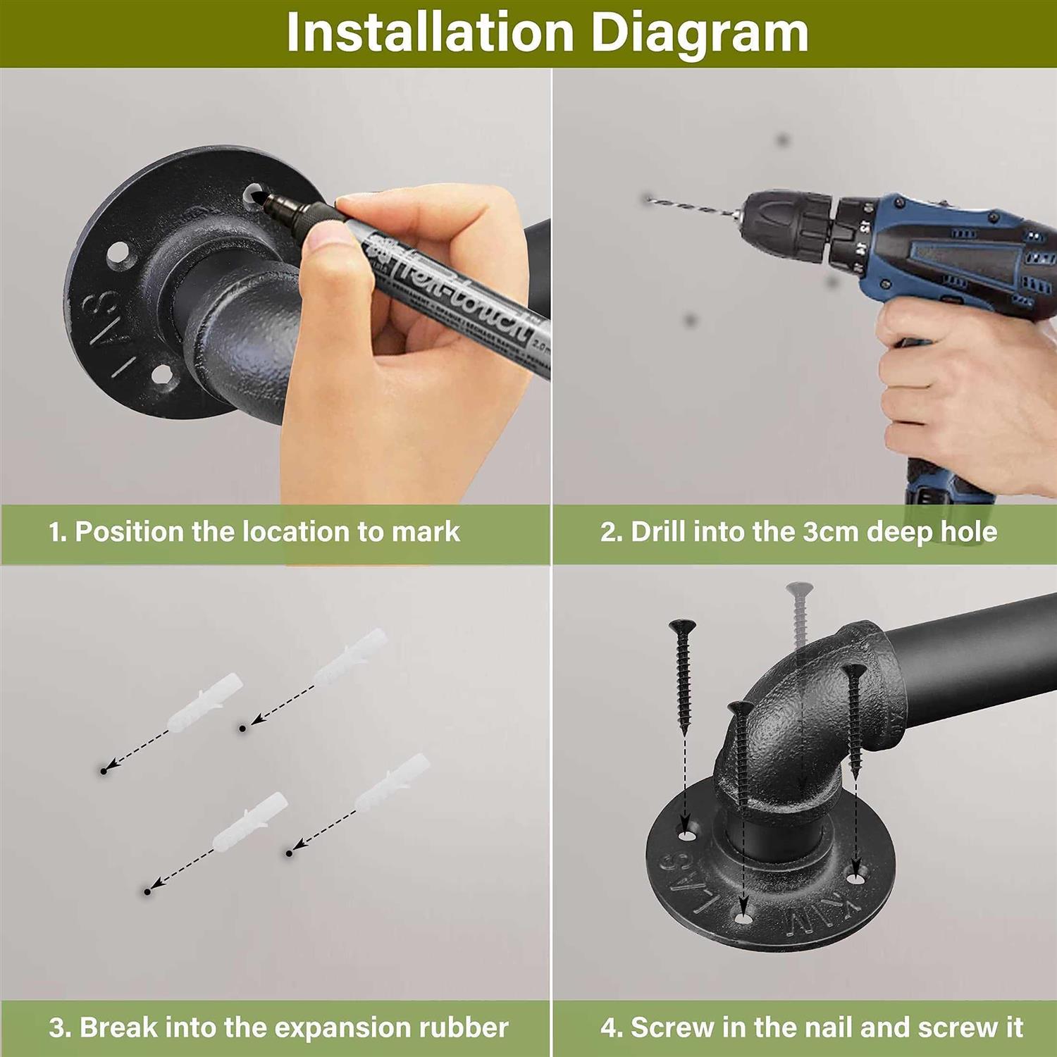 Toriexon Staircase Handrails Galvanized Steel Stair Railing Easy to Install - Image 5