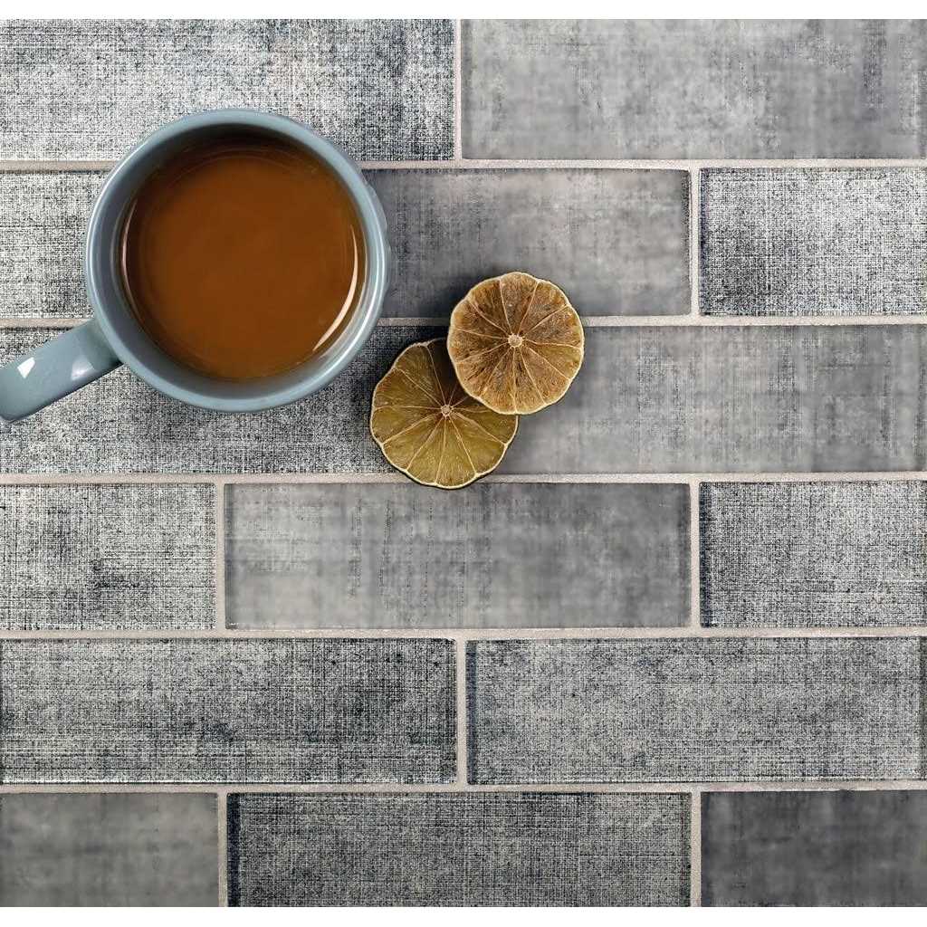 Apollo Tile Gray 11.8 in. x 11.8 in. Polished Glass Subway Mosaic Tile - Image 3