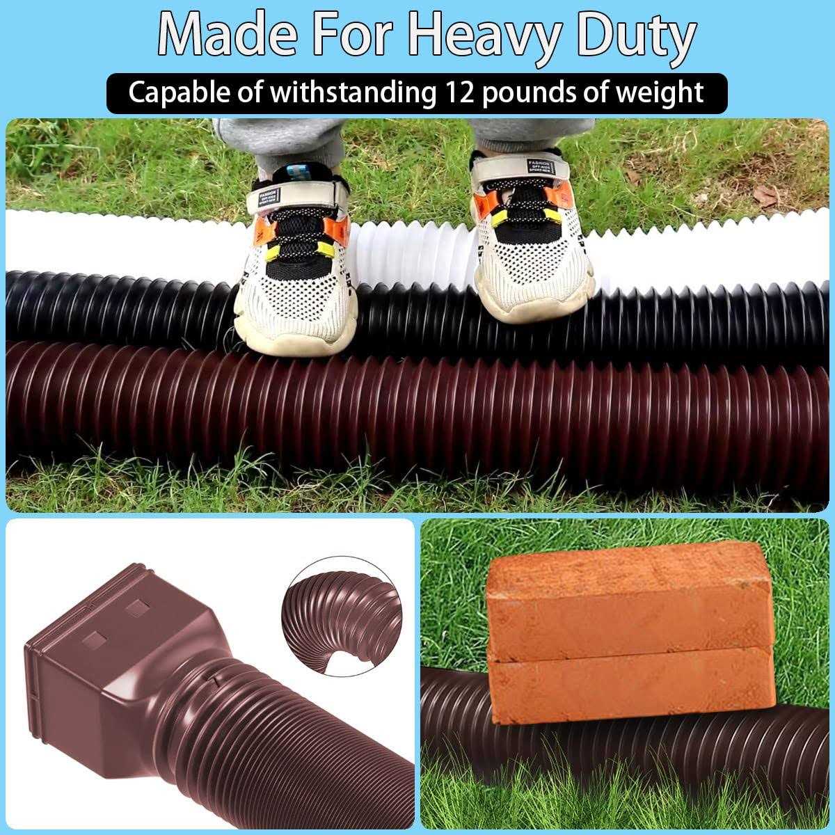 HAHOME 2 Pack Rain Gutter Downspout Extensions Flexible,Drain Downspout Extender Connector 21-60 with Screws - Image 3